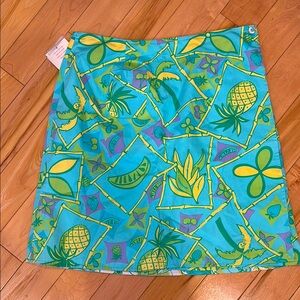 Lilly Pulitzer palm beach Maura guava green  reversible Tropical Print Skirt